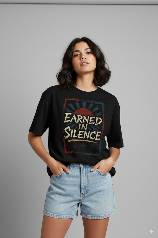 Earned in Silence Graphic Oversized T-Shirt - Unisex
