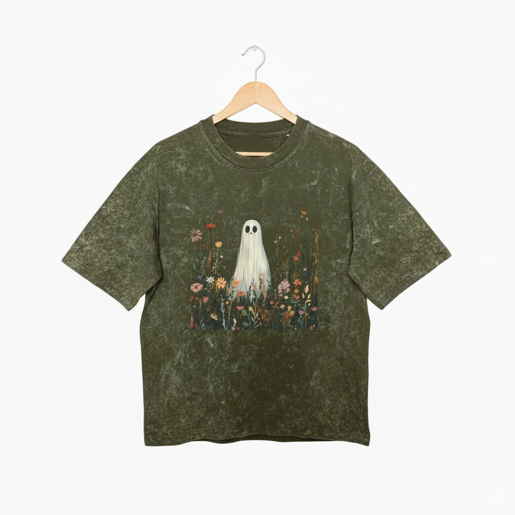 Garden Ghost Graphic Oversized T-Shirt - Unisex