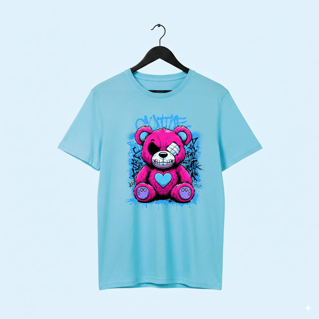 Street Style Pink Bear Graphic T-Shirt - Unisex
