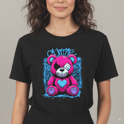 Street Style Pink Bear Graphic T-Shirt - Unisex