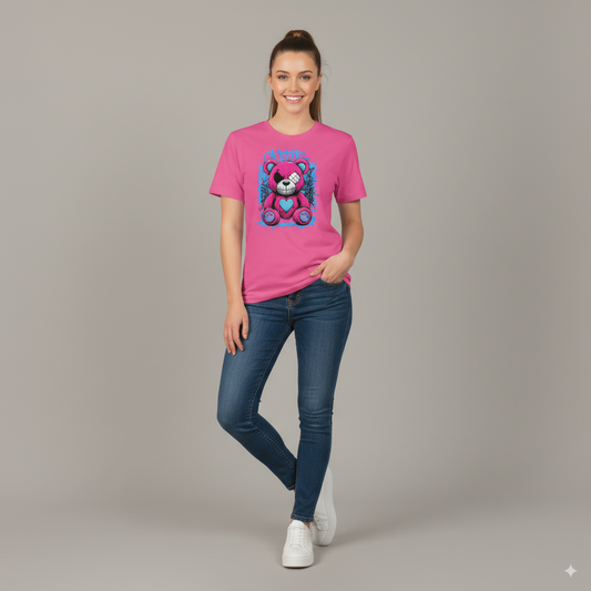 Street Style Pink Bear Graphic T-Shirt - Unisex
