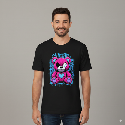 Street Style Pink Bear Graphic T-Shirt - Unisex