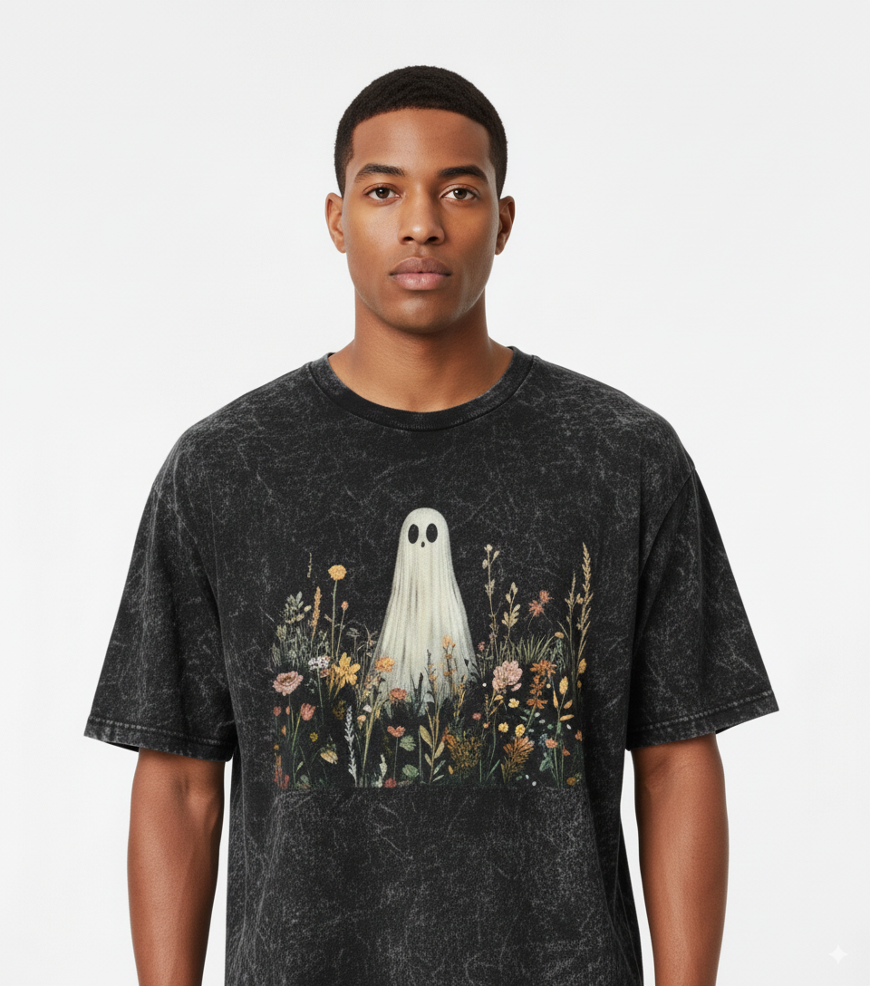 Garden Ghost Graphic Oversized  T-Shirt - Unisex