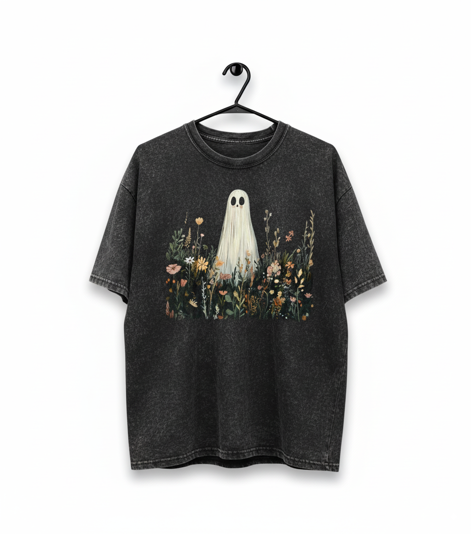 Garden Ghost Graphic Oversized  T-Shirt - Unisex