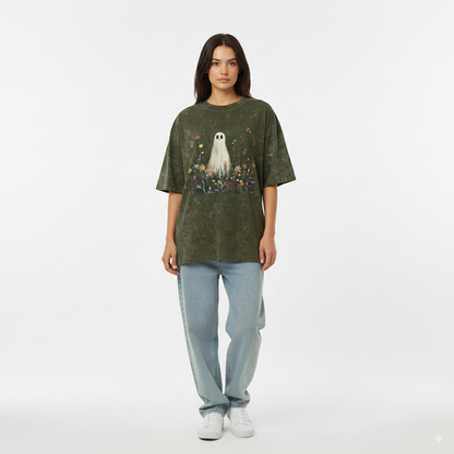Garden Ghost Graphic Oversized  T-Shirt - Unisex