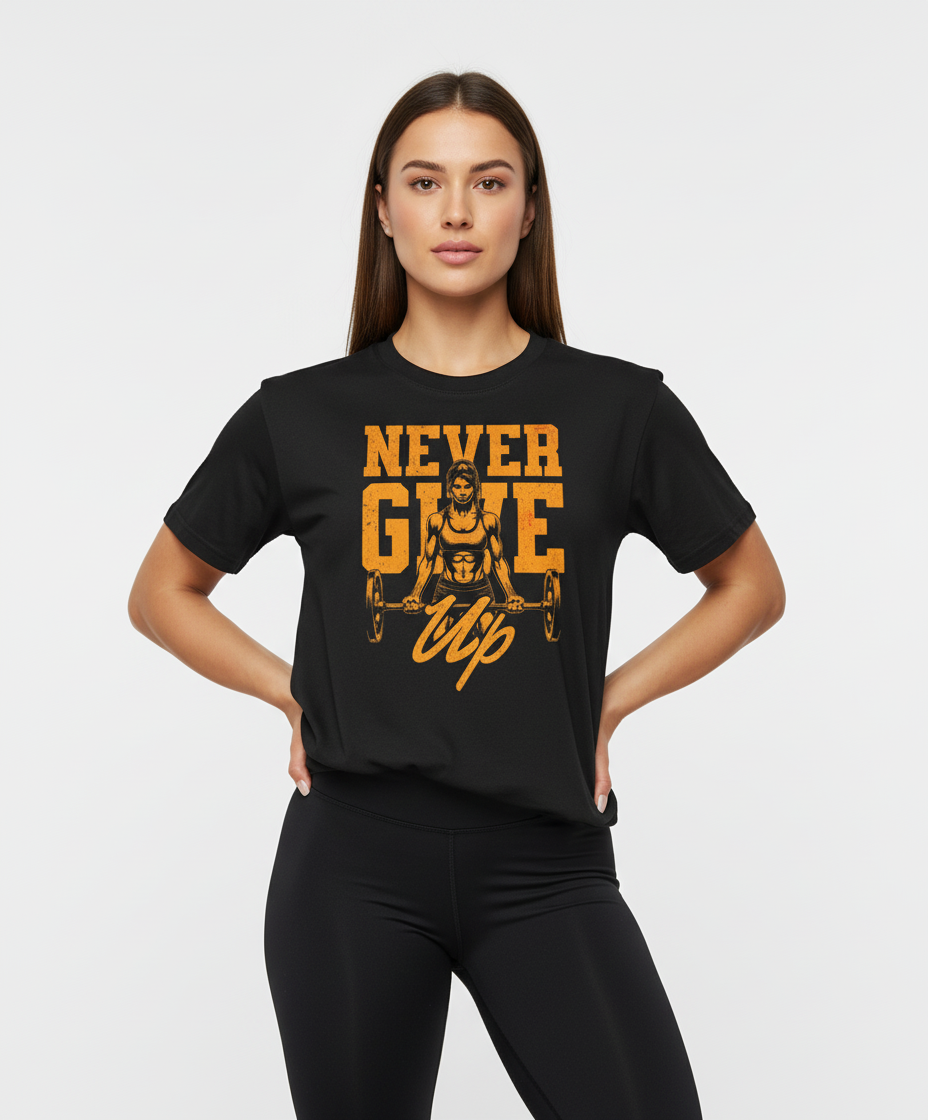Never Give Up - Ultimate Motivation Fitness T-shirt for Ladies